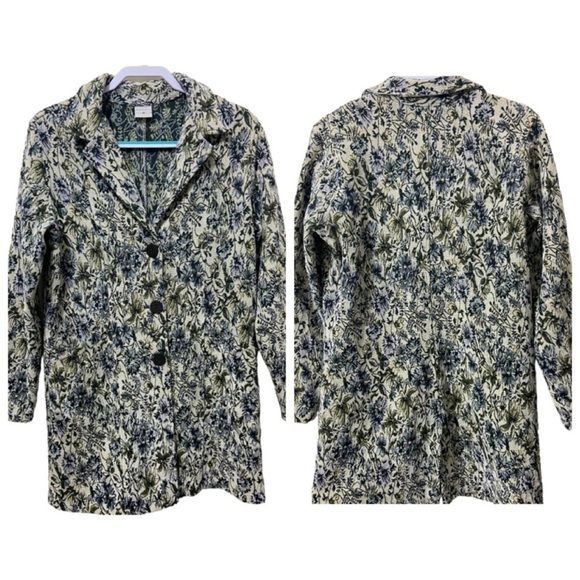 Tapestry Coat Jacket vtg Button Closure Front Pockets Career Office Collar - Picture 1 of 13